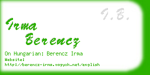 irma berencz business card